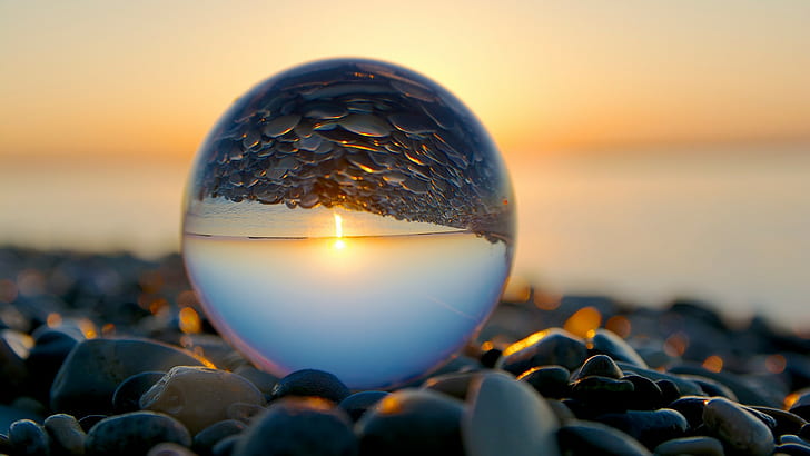 playa reflexión piedras de mármol, Fondo de pantalla HD