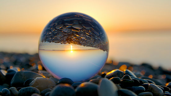 playa reflexión piedras de mármol, Fondo de pantalla HD HD wallpaper