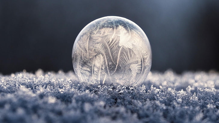ball, ice, frost, frozen bubble, HD wallpaper