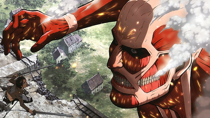 Papel de parede de Attack on Titan, Anime, Ataque dos Titãs, Colossal Titan, Eren Yeager, HD papel de parede
