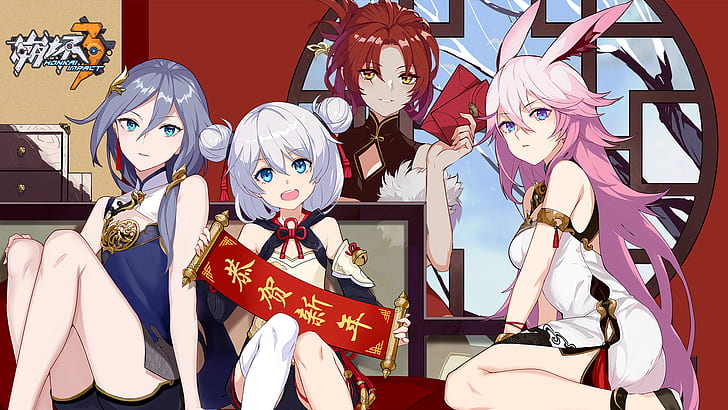Videospiel, Honkai Impact 3, Fu Hua, Murata Himeko, Theresa Apocalypse, Yae Sakura (Benghuai Xueyuan), HD-Hintergrundbild