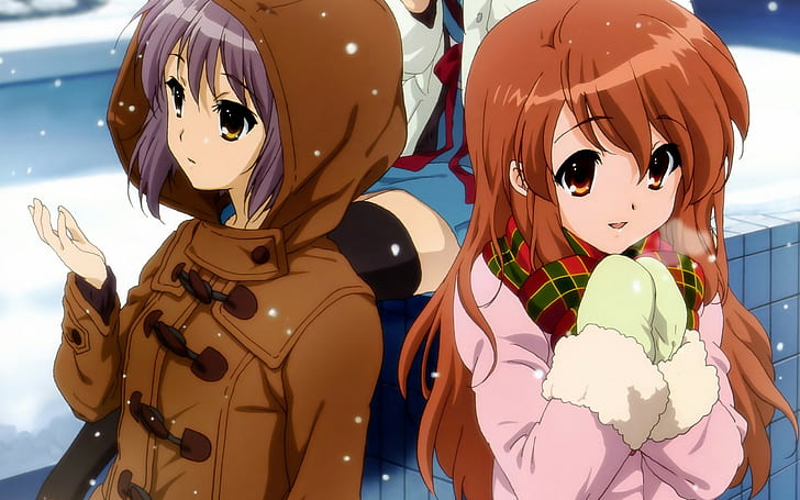 Anime, Girls, Snow, Winter, Waiting, HD wallpaper | Wallpaperbetter