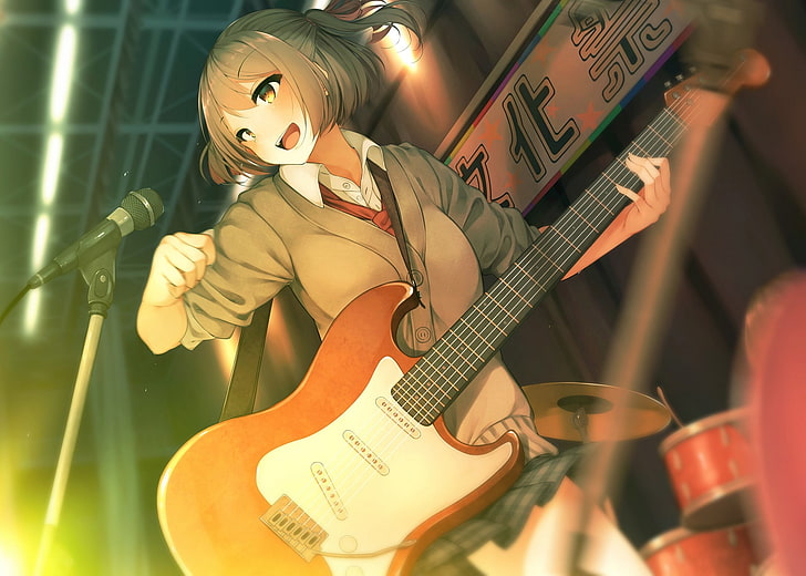 Music, guitar, anime, girl, HD wallpaper | Wallpaperbetter