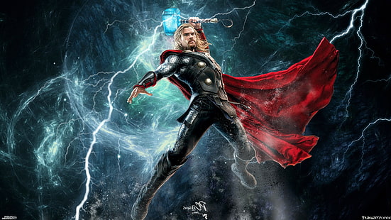 Thor Chris Hemsworth Marvel Comics Serier Lightning mjolnir, HD tapet HD wallpaper