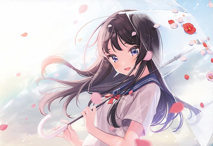 anime girls, parasolka, Shigure Ui, Tapety HD