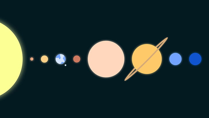 иллюстрация солнечной системы, минимализм, космос, HD обои