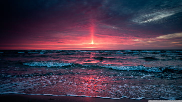 sky, sunset, sea, HD wallpaper