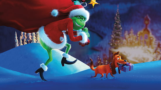 The Grinch, Santa Claus, Animation, 5K, HD wallpaper HD wallpaper