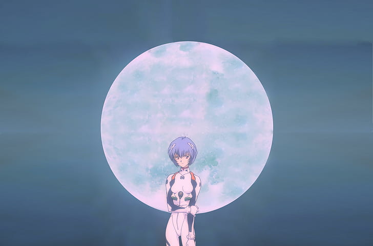 Neon Genesis Evangelion, Ayanami Rei, Moon, HD wallpaper
