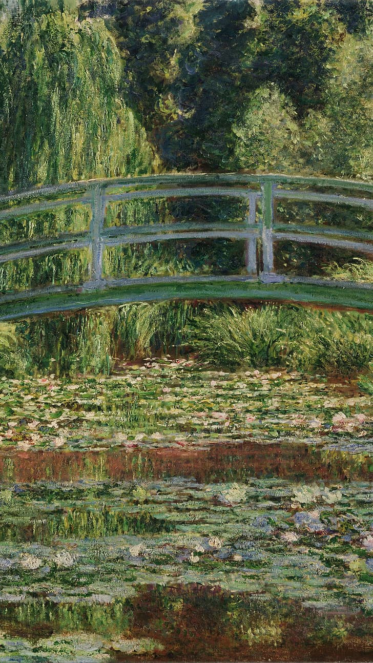 phone, vertical, Claude Monet, green, spring, impressionism, oil painting, classic art, HD wallpaper