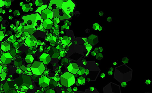 Cubos verdes, papel de parede de cubos verdes, Aero, preto, verde, cubos, HD papel de parede HD wallpaper