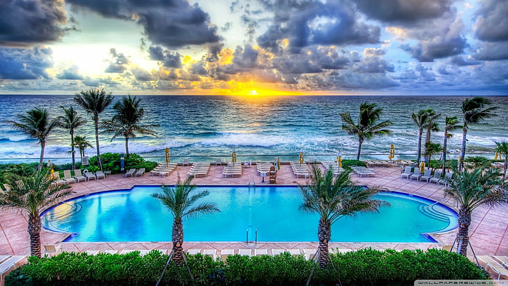 4000x2250, beach, florida, landscape, sunset, HD wallpaper