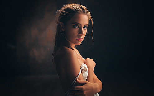 Ksenia Kokoreva, women, portrait, brunette, model, HD wallpaper HD wallpaper
