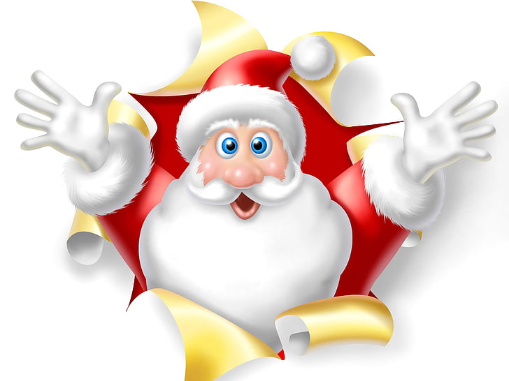 Santa Claus illustration, new year, white background, Santa Claus, 2015, HD wallpaper