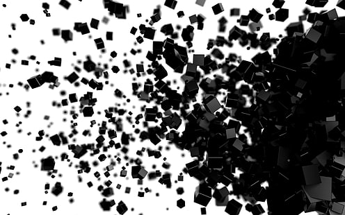 abstract, white background, 3D, CGI, cube, black, digital art, simple, HD wallpaper HD wallpaper