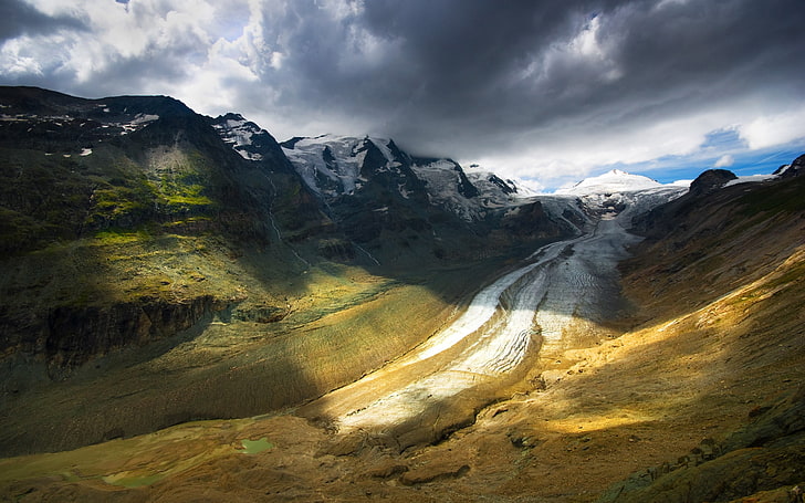 lukisan abstrak coklat dan hitam, fotografi, pemandangan, alam, pegunungan, gletser, Wallpaper HD