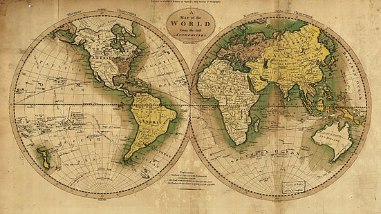วินเทจ, แผนที่โลก, แผนที่, โลก, ประวัติศาสตร์, ประวัติศาสตร์สมัยโบราณ, โลก, วอลล์เปเปอร์ HD HD wallpaper
