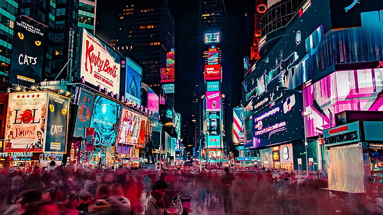 New York, Timesquare, La ville de New York, Time Square, petites annonces, Fond d'écran HD HD wallpaper