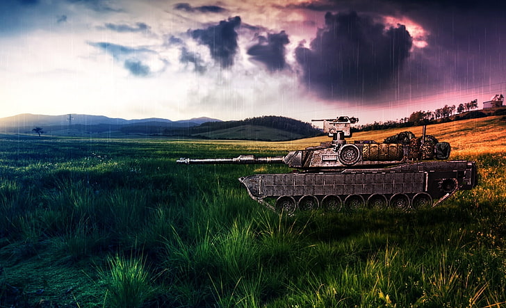 Tank :  Cool Effect HD Wallpaper, green grass and gray war tank, Army, Landscape, Effect, Tank, HD wallpaper