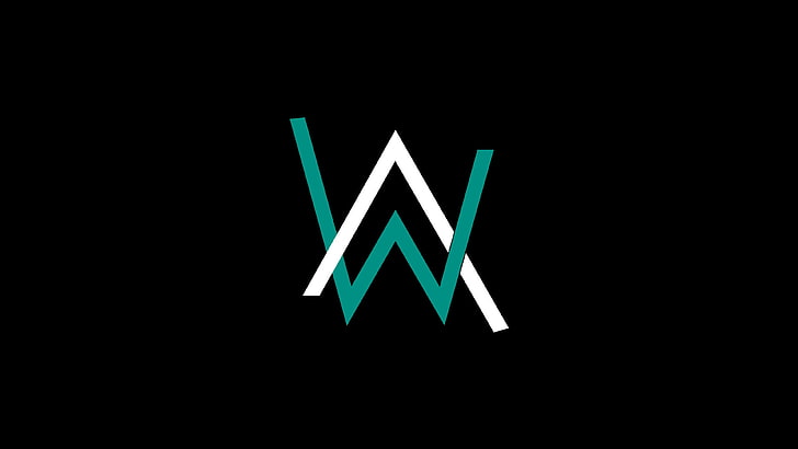 logo teal and whtie, Alan Walker, musisi, Wallpaper HD