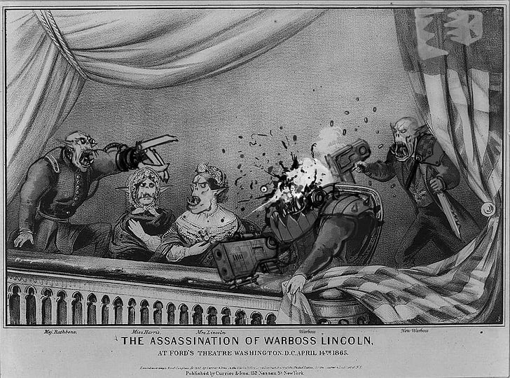 The Assassination of Warbross Lincoln poster, orchi, Warhammer 40.000, Abraham Lincoln, teatro, omicidio, Sfondo HD