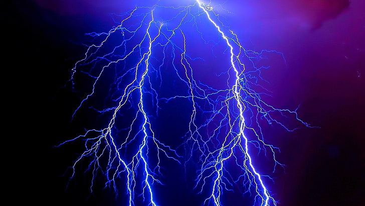 lightning, stormy, weather, phenomenon, electricity, danger, elements, light, night, darkness, dark, HD wallpaper