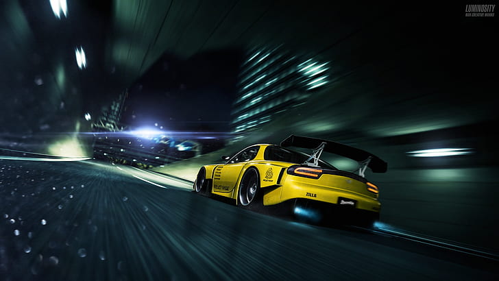 yellow cars, car, vehicle, Mazda RX-7, HD wallpaper