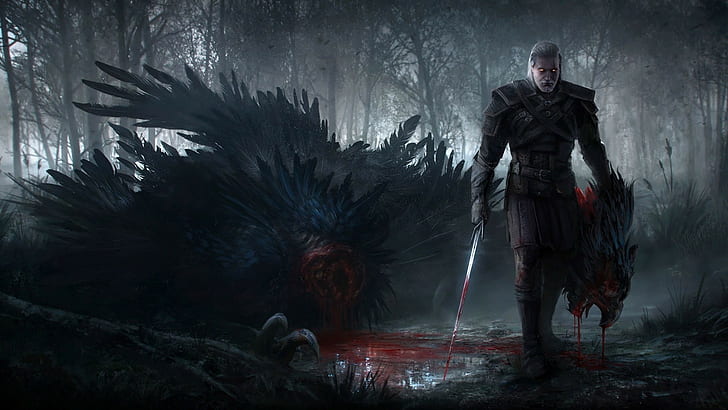 grafika, fantasy art, Geralt of Rivia, The Witcher 3: Wild Hunt, gry wideo, Wiedźmin, Tapety HD
