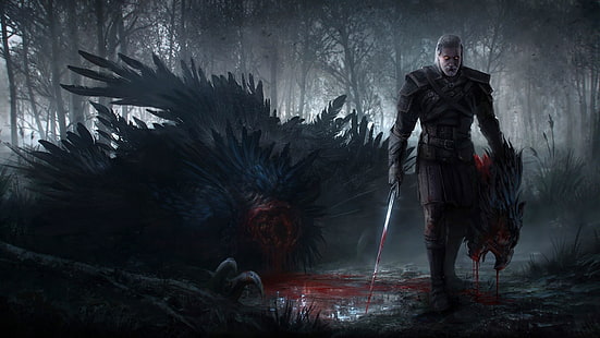 gladiator game poster, The Witcher, The Witcher 3: Wild Hunt, Geralt of Rivia, artwork, fantasy art, video games, HD wallpaper HD wallpaper