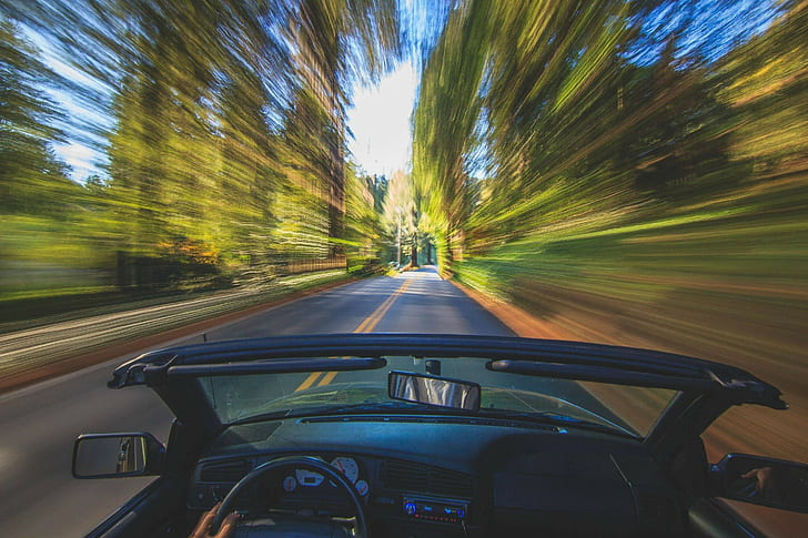 القيادة ، ضبابية الحركة ، الغابة، خلفية HD