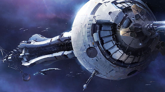 illustration de vaisseau spatial blanc, jeux vidéo, Mass Effect 3, artwork, Mass Effect, Fond d'écran HD HD wallpaper