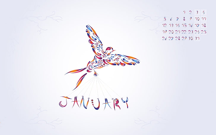The Early January Bird-January 2015 Calendar Wallp.., January calendar wallpaper, HD wallpaper