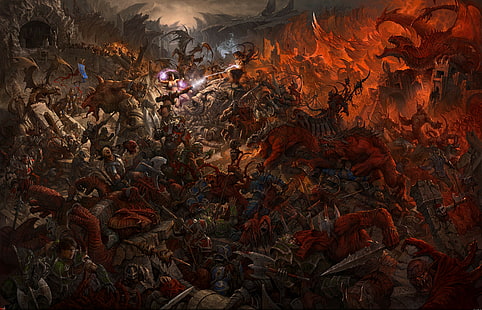wojna, demon, mrok, sztuka fantasy, mroczna fantazja, bitwa, dzieło sztuki, Tapety HD HD wallpaper