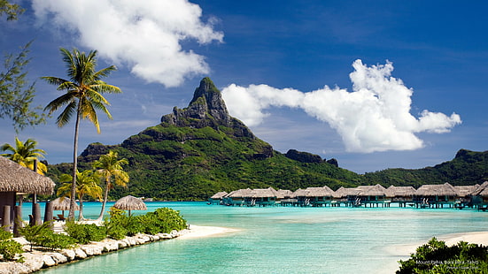 Góra Pahia, Bora Bora, Tahiti, wyspy, Tapety HD HD wallpaper