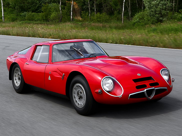 105, 1965, alfa, classic, giulia, race, racing, romeo, supercar, tz2, HD wallpaper