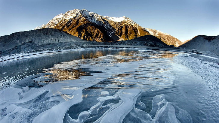 น้ำแข็ง, อาโอรากิ, เมาท์คุก, นิวซีแลนด์, อุทยานแห่งชาติ, น้ำ, ธรรมชาติ, วอลล์เปเปอร์ HD