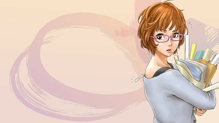Очила Drawing Girl HD, цифрови / произведения на изкуството, рисуване, момиче, очила, HD тапет