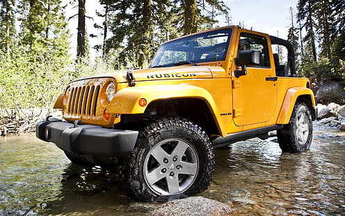 Jeep Wrangler Rubicon, gelb Jeep Wrangler Rubicon SUV, Autos, Jeep, gelb, Wrangler, HD-Hintergrundbild HD wallpaper
