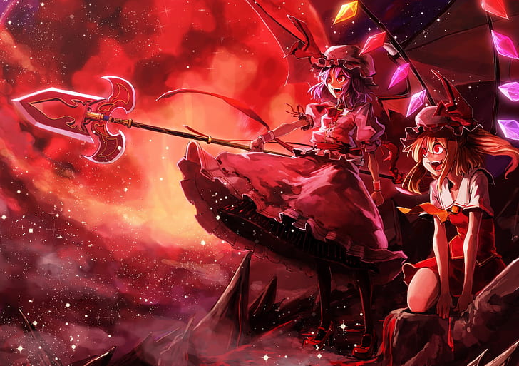 Touhou red vampires flandre scarlet remilia scarlet 2480x1748 Art Touhou HD Art, red, Touhou, วอลล์เปเปอร์ HD