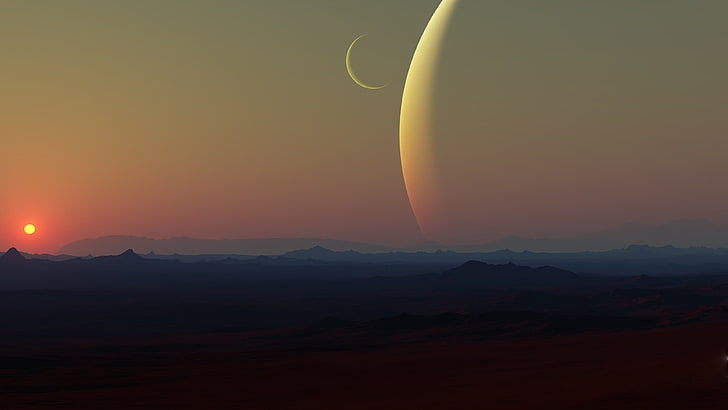 Bergtapete, Landschaft, Science Fiction, Planet, HD-Hintergrundbild
