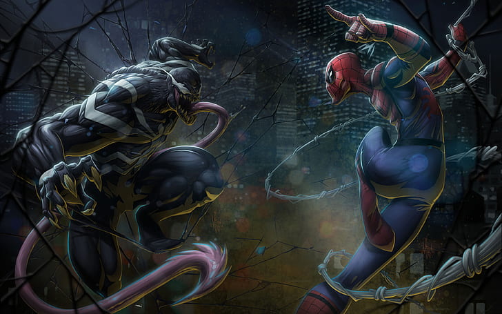 Venom vs Spider-Man 5K, spider-man, Venom, HD wallpaper