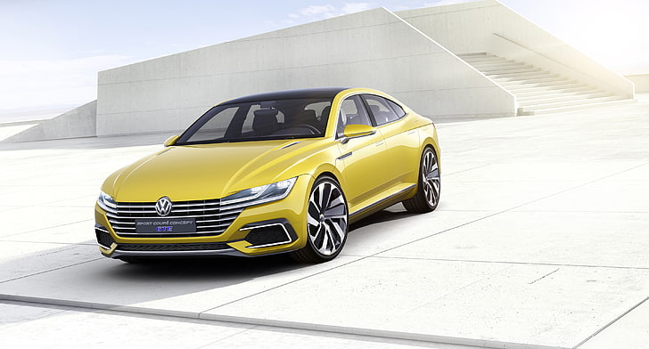 Coupé, gelb, Volkswagen Passat CC, HD-Hintergrundbild