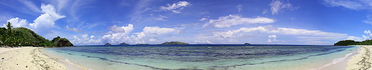바다 섬 5760x1080 자연 바다 HD 아트, 바다, 섬, HD 배경 화면