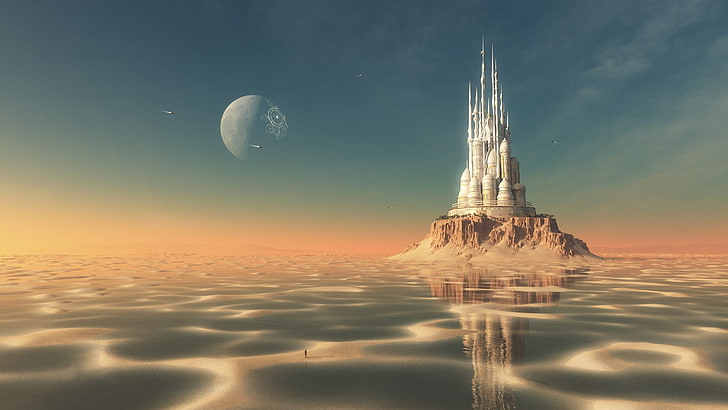 ملصق لعبة القلعة البيضاء ، فن الخيال ، الخيال العلمي، خلفية HD