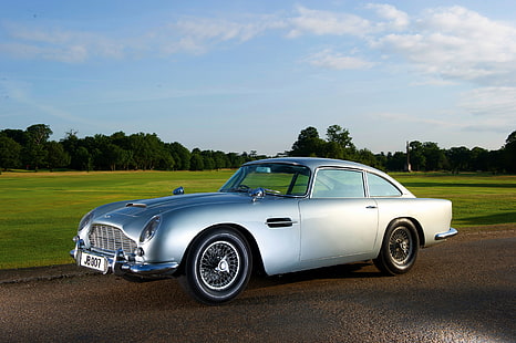 сив, Aston Martin, класически, 1964, DB5, автомобилът на James bond, HD тапет HD wallpaper