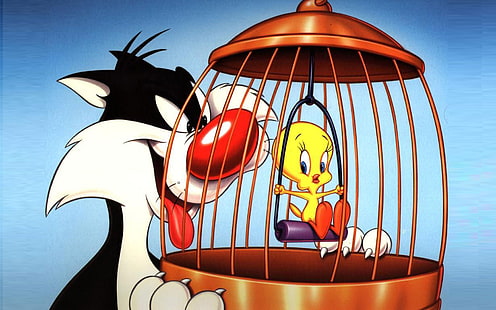 Cage Sylvester The Cat And Tweety Bird Cartoon Wallpaper Hd 1920 × 1200, HD тапет HD wallpaper