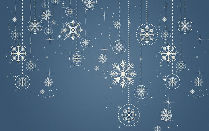wallpaper kepingan salju putih dan biru, salju, kepingan salju, latar belakang, Wallpaper HD