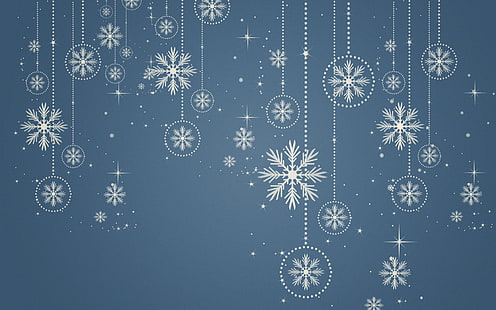 wallpaper kepingan salju putih dan biru, salju, kepingan salju, latar belakang, Wallpaper HD HD wallpaper