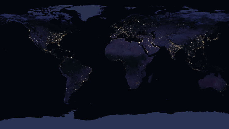 peta, planet, eropa, asia, afrika, amerika, 8k, sains, dunia, bola, nasa, satelit, ruang, cahaya, kota, lampu malam, marmer, biru, observatorium, bumi, Wallpaper HD