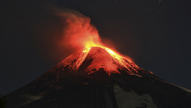 utbrott, fuego, lava, naturaleza, vulkan, HD tapet
